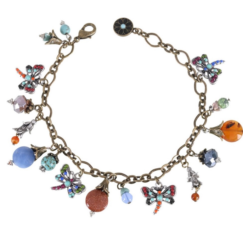Gems & Dragonflies Charm Bracelet,NWT